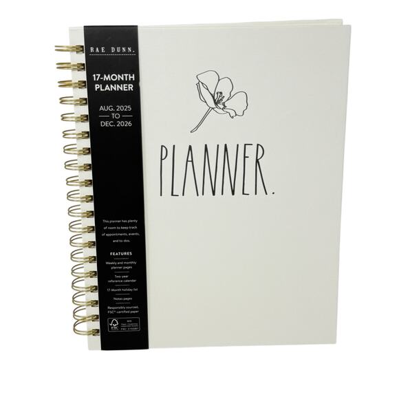 Rae Dunn Other - Rae Dunn 2026 17 Month Planner Ivory Hardcover Spiral Organizer Aug 25-Dec 26